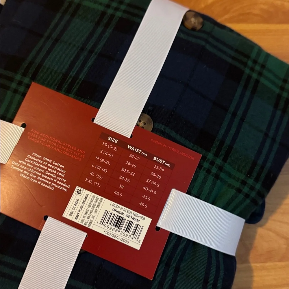 NWT Womens Plaid Flannel Long sleeve/Pants‎ Holiday Matching Pajama Set Navy XL